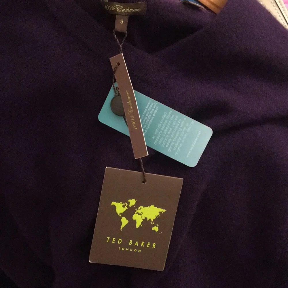 NWT Purple Cashmere Ted Baker V-neck sweater - Picture 3 of 14